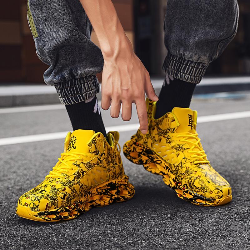 Casual Thick Bottom Graffiti Men's Sports Shoes Anti-Slippery Waterproof Male Sneakers Outdoor Walking Jogging Athletic Shoes