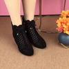 Spring and summer new women's shoes net boots thick heel cool boots rhinestone bow breathable zipper rhinestone fashion single sandals