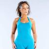 European Seamless Halter Neck Sports Vest & Ruched Yoga Shorts Set