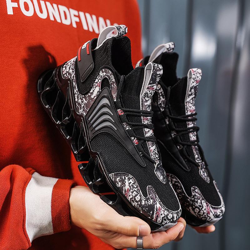 

Knife peak shoes men s spring tide shoes shock-absorbing sports shoes casual running shoes popular net shoes Guochao Quanzhou men s shoes 38 чёрный