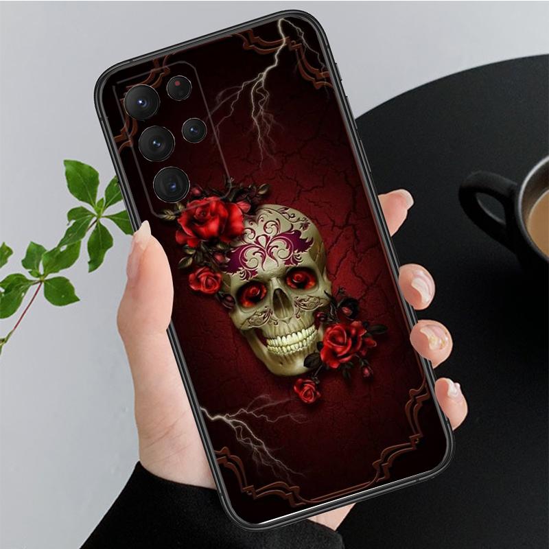 Phone Case for Samsung Galaxy A35 A55 A54 A15 A25 A05s A05 A22 A24 A52 A33 A34 M34 M14 M54 M23 Skull Rose Butterfly Case Funda
