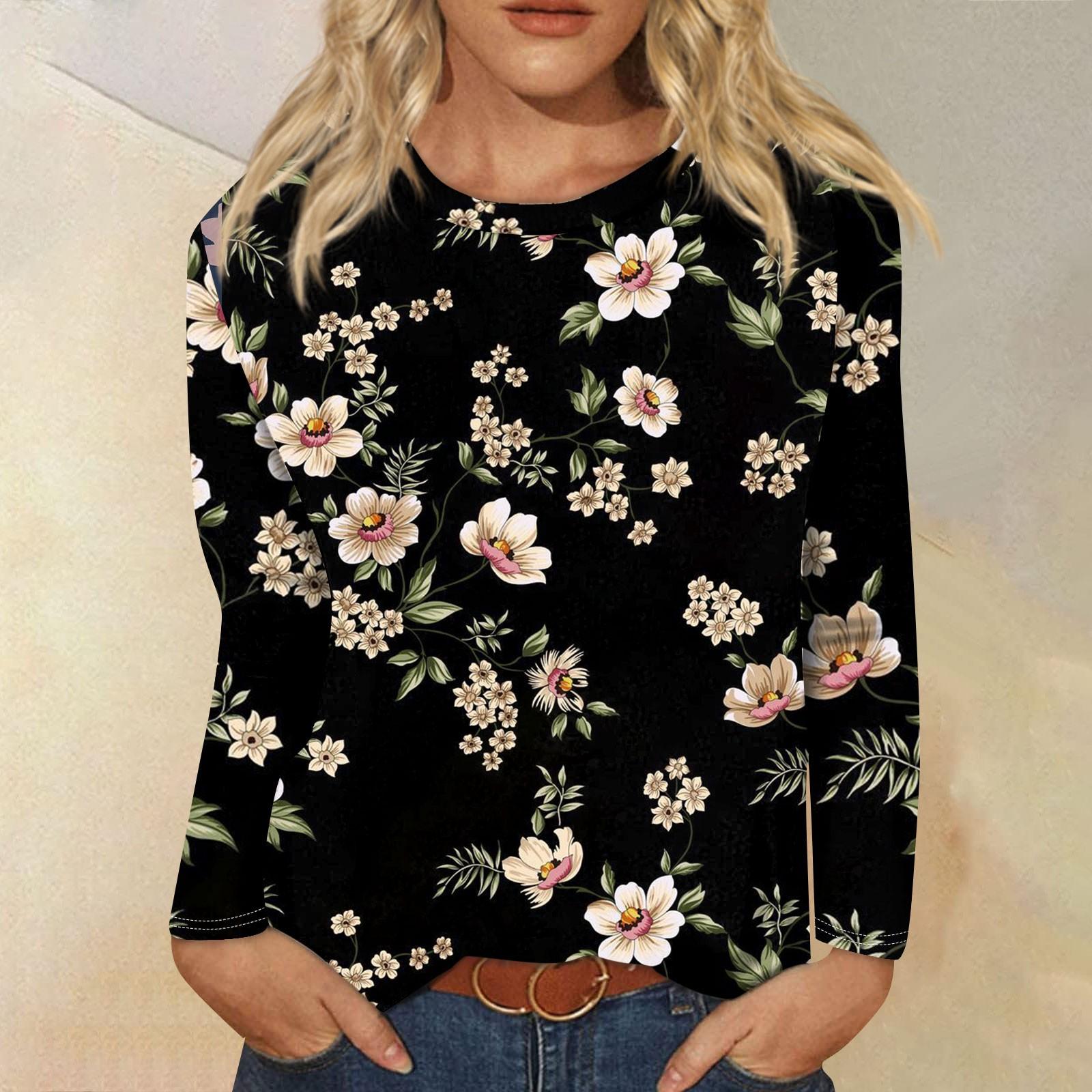 

Женская модная повседневная блузка с длинным рукавом и круглым вырезом, пуловер L чёрный