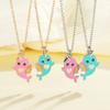 2Pcs/Set Cartoon BFF Round Charm Rainbow Dolphin Design Best Friends Necklace For Girls Frienship Gift