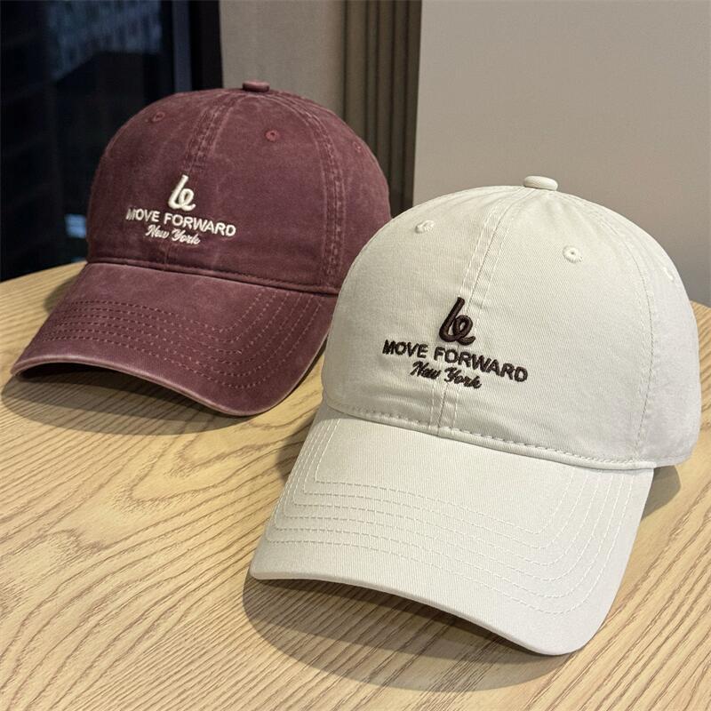 American Retro Washed Letter Embroidered Baseball Cap Children Versatile Couple Wide Brim Show Face Small Sun Protection Casual