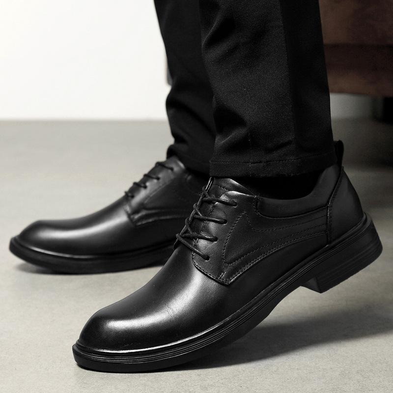 Summer business dress casual leather shoes breathable inner height increase British British groom wedding shoes
