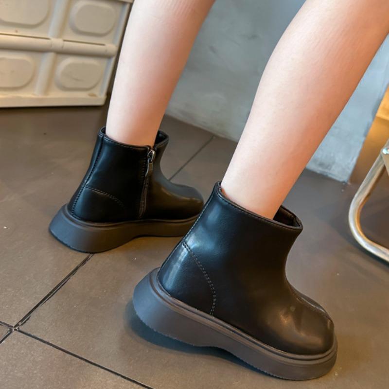 Modische Lederstiefel für Mädchen Kinder Stilvolle Kurze Stiefel Preppy-Style Einzelstiefel für Mädchen