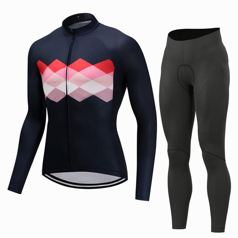Men Women Cycling Jersey Set Long Sleeve Mountain Road Bike Outfit Breathable Quick Dry