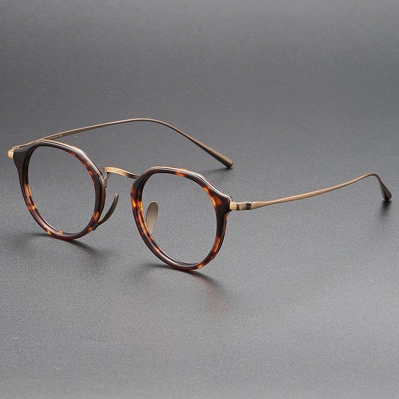 

Acetate Titanium Glasses Frames Retro Round Irregular Eyewear for Men Women Luxury Designer Eyewear High-Quality Eyeglasses леопардовый