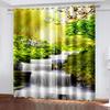 Nature Landscape Sunshine Forest Semi Blackout Curtain Set of 2 Panels for Bedroom Living Room Kitchen Office Home Decoration