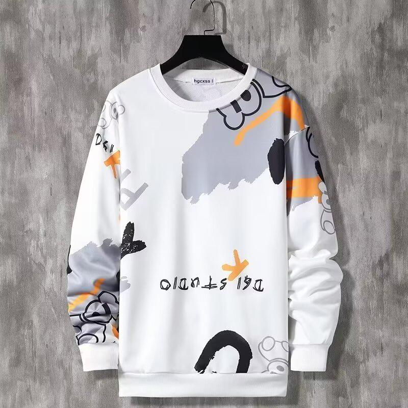 

Модний чоловічий спортивний комплект із двох частин із принтом — довгий рукав, круглий виріз для підлітків і студентів (Весна / Осінь) XL