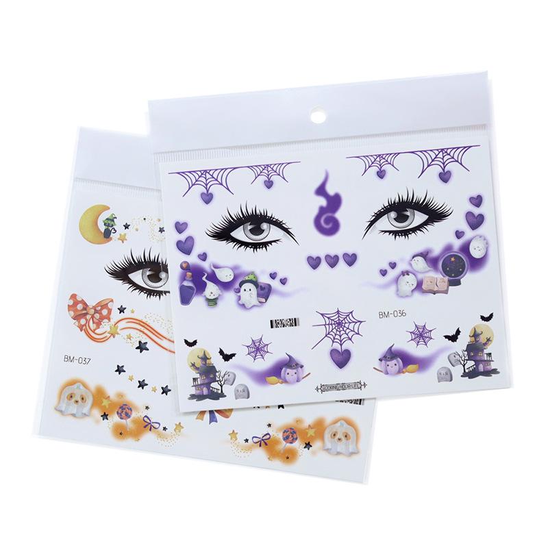Waterproof Halloween Bat Face Stickers for Kids - Aesthetic Temporary Tattoos