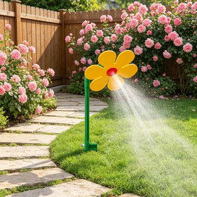 Dancing Daisy Lawn Sprinkler Crazy Daisy Garden Sprinkler 360-Degree Rotating Sun Flower Sprinkler for Watering Yard Plants Kids Pets Playing