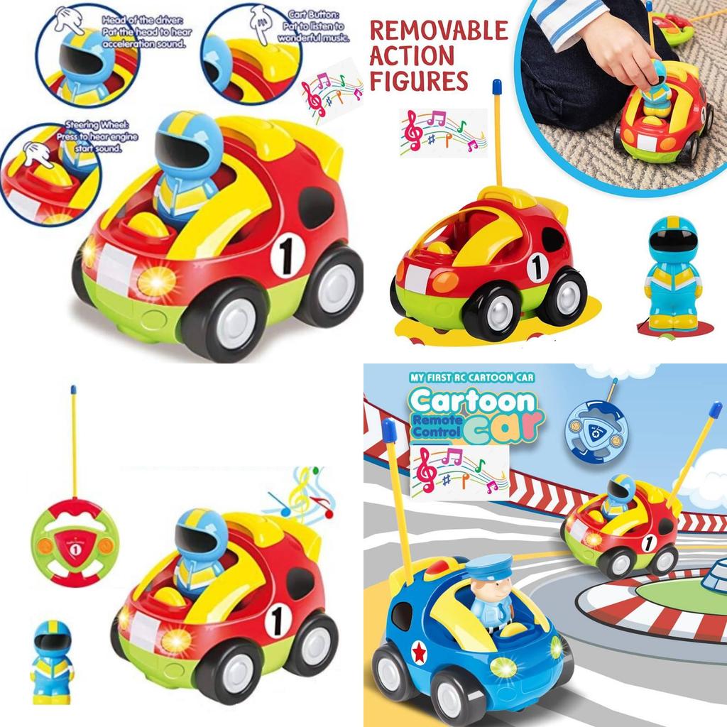 Jakmean Cartoon Remote Control Car Police Car With Colorful Lights And Music For Kids