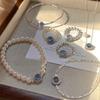 Aquamarine Sky Blue Elegant Clavicle Necklace for Women - Fashionable, Stylish, and Trendy Chain.