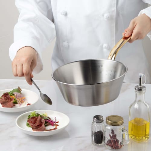 Endo Shoji Super Denji Tapered Pan, 21cm, Stainless Steel, for Induction Cooktops, Made in Japan, ATC22021