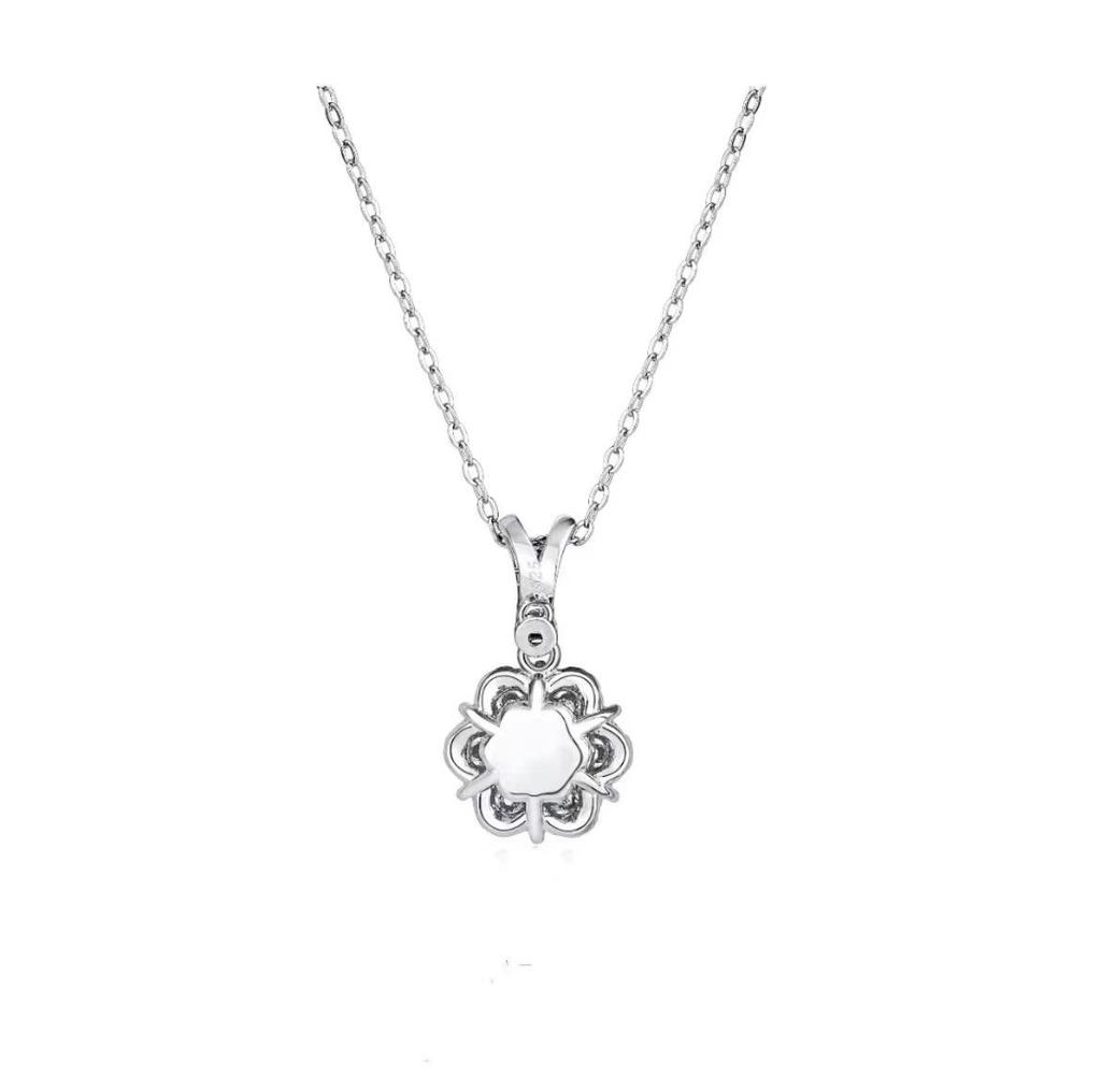 Sterling Silver Moissanite Flower Clavicle Necklace - Elsa Princess Pendant for Women
