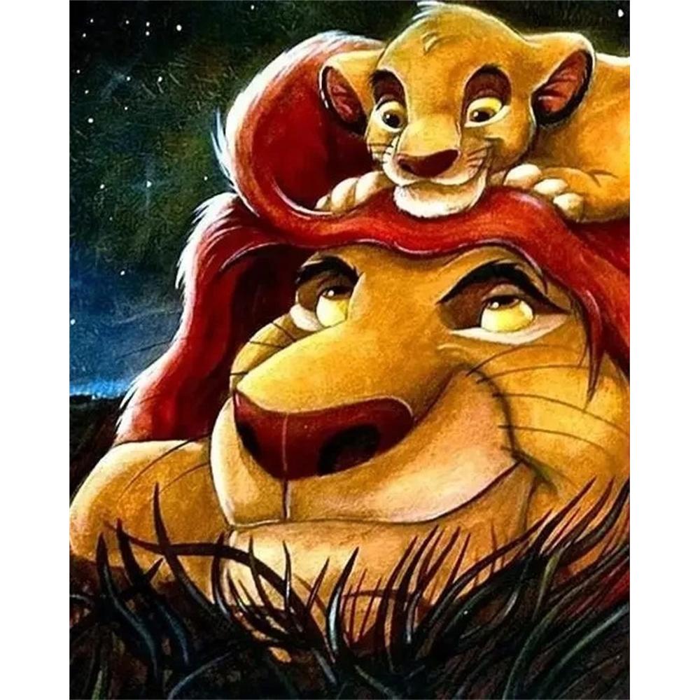 

Disney Diamond Painting Mufasa and Simba Heartwarming Art 5D Mosaic Art DIY Cross Stitch Embroidery Set Full Diamond Home Decor Gift Round 20x30cm