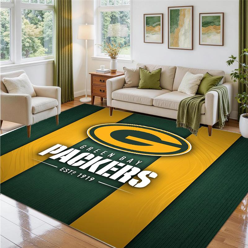 Green Bay Packers Design Crystal Velvet Rug Soft Decorative Mat for Bedroom Entrance