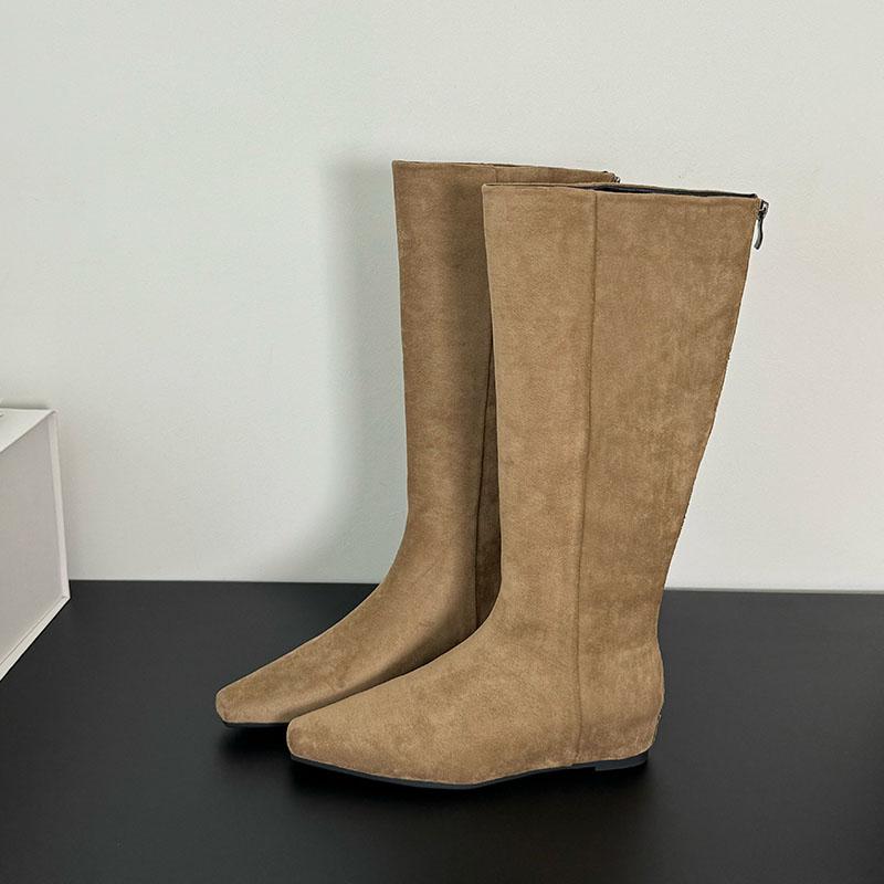 Fashion Fashion Flock Women Knee High Boots With Height Increasing Shoes Female Pointed Toe Footwear Ladies Long Boots Zippers Shoes new