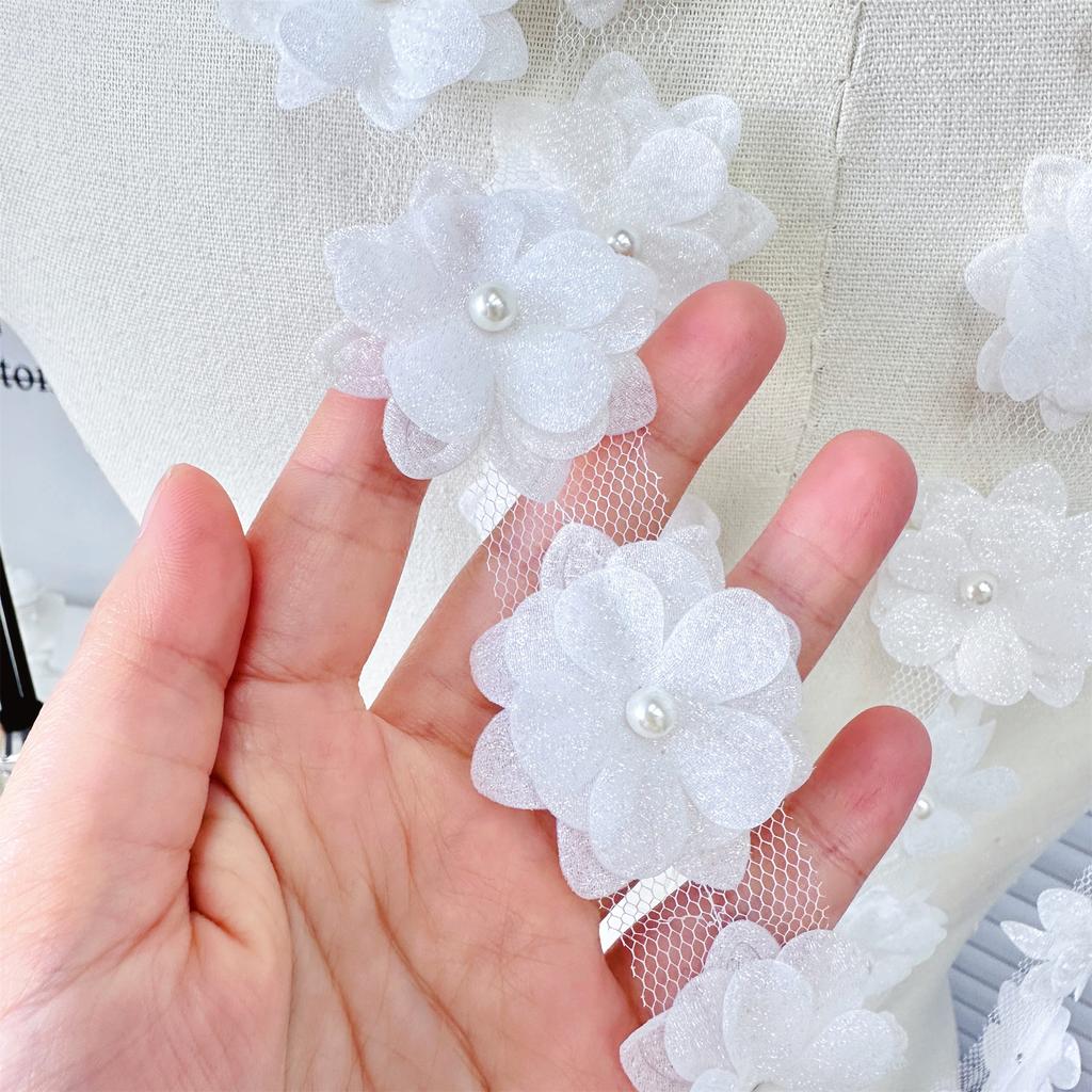 Eugen Yarn Embroidery Double-Layer Flower Three-Dimensional Handmade Bead Cloth Sticker Diy Clothing Wedding Lace Accessories