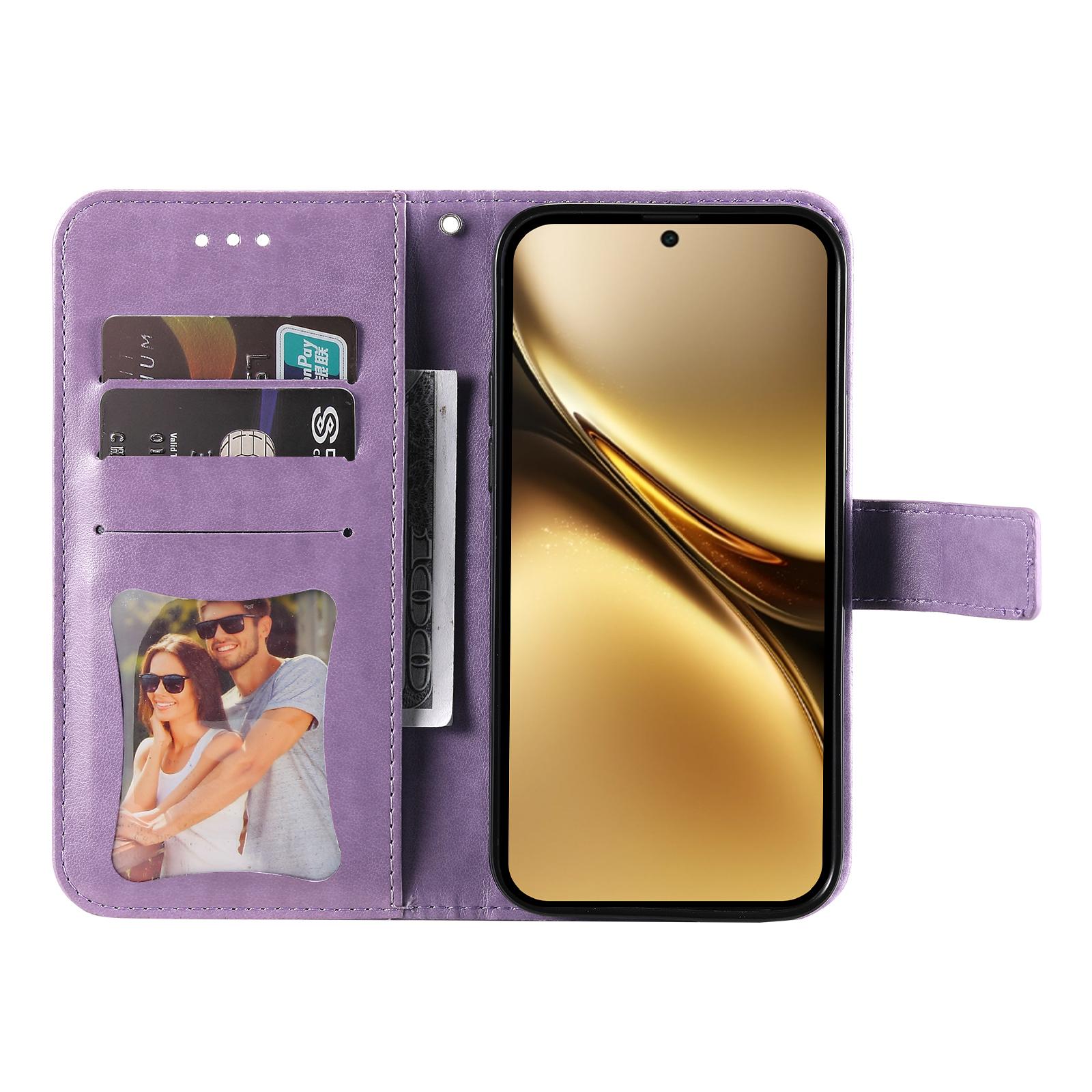 

For vivo X200 Pro 5G Case Floral Pattern PU Leather Wallet Stand Phone Cover Purple