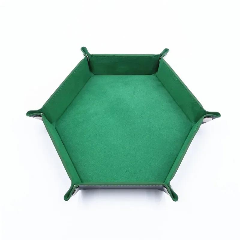 Dice Tray Hexagon  Rolling Holder Folding PU Leather  Trays For Dice Games Like RPG, DND And Other Table Games