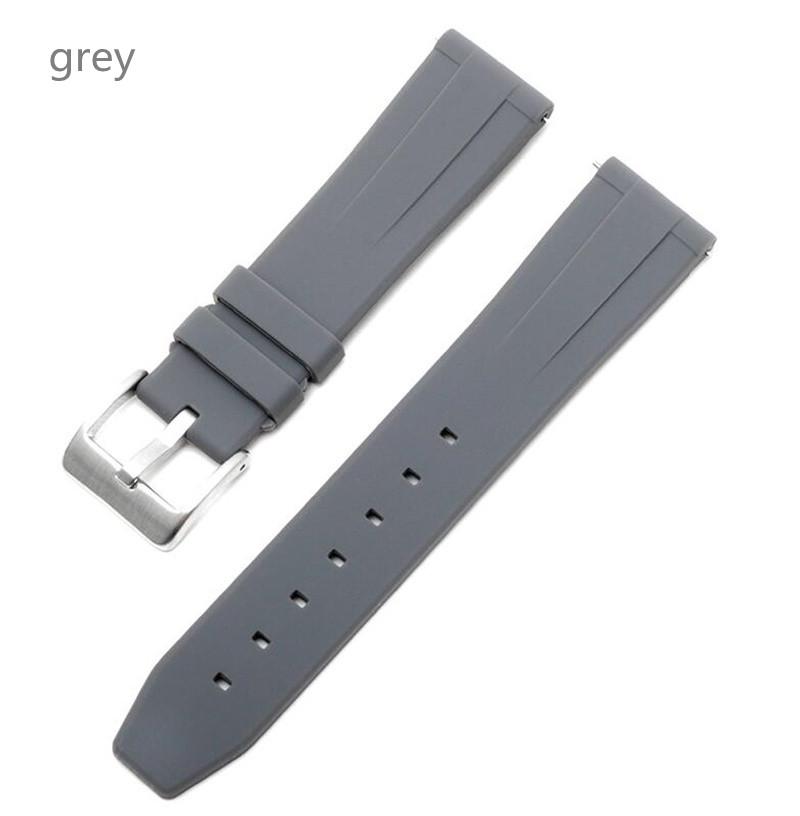 Natural Green Fluoro Rubber Watchband 18 20 22mm Black Blue Gray Brown Swift Bar Pin Clasp Strap Fit For Seiko RX Tissot Watch