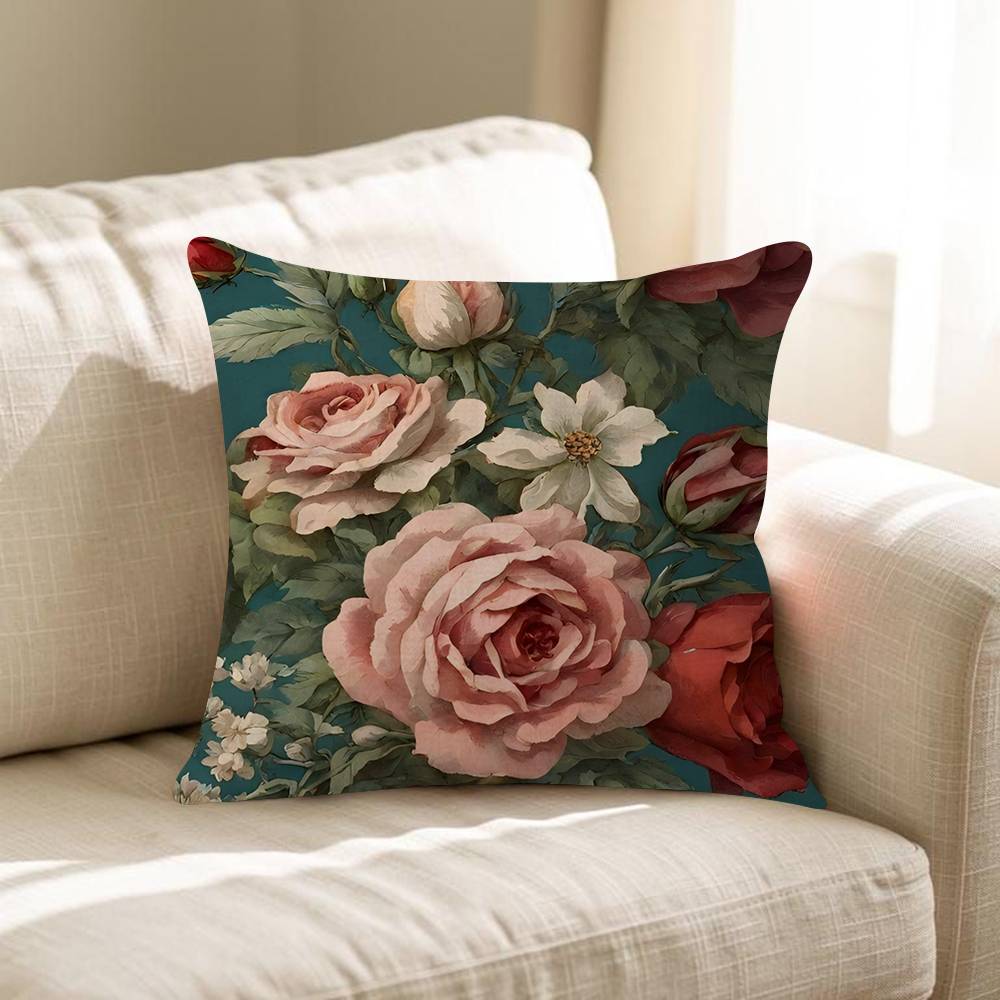 Vintage Blumen Kunst Blume Kissen Geschenk Heim Büro Dekoration Kissen Schlafzimmer Sofa Auto Kissenbezug Kissenhülle