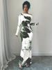 2026 One-Shoulder White Floral Slim-Fit Maxi Dress for Women