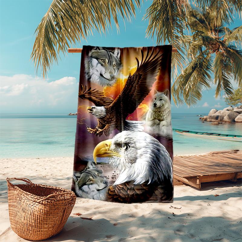 Wilderness Cabin Forest Wildlife Soft Beach Towel Outdoor Camping Vacation Swimming Beach Towel Outdoor Absorbent Bath Towel Blanket A7