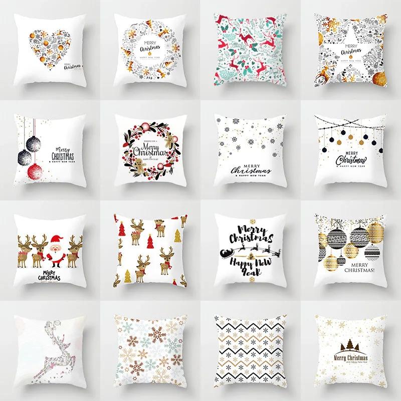 Christmas Cushion Cover Merry Christmas Decoration Pillowcases Santa Claus Throw Pillow Case Christmas Cushion Cover Navidad
