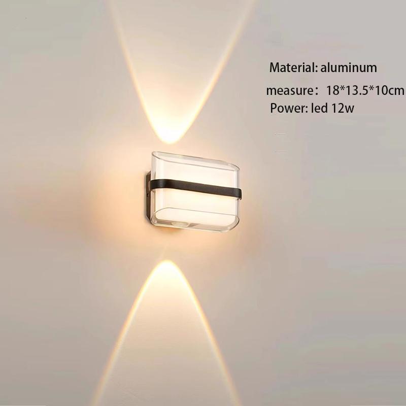 Modern Waterproof Aluminum LED Wall Lamp Big Size Square Exterior Sconce Garden Porch Outdoor Borosilicate Glass Diffuser 2-Year