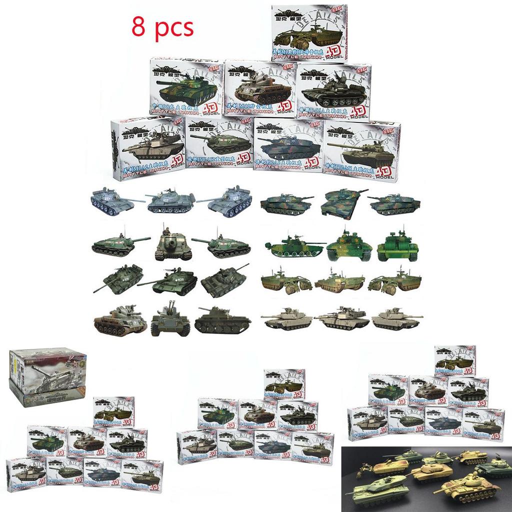 8pcs 4d 172 Assemble Tank 4d Plastic Model Kit The Battle Chariot Toy Series