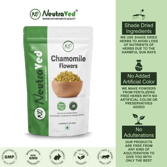 NeutraVed Chamomile Tea 50g | Chamomile Tea for Sleep, Weight Loss & Stress Relief | Herbal Loose Leaf Teas