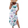 Rochie lungă casual pentru femei, croială largă, fără mâneci, cu imprimeu floral, fantă laterală, rochie de vară pentru plajă, ușoară, confortabilă, rochie de soare