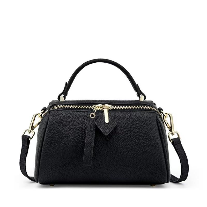 Elegant Genuine Leather Boston Tote Bag for Women Vintage Minimalist Classic Cowhide Crossbody Shoulder Bag