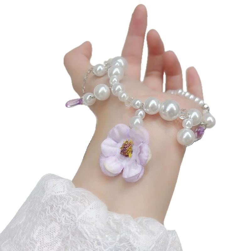 [Dai Color Raw Fragrance] Purple Flower Imitation Pearl Necklace Spring and Summer Atmosphere Niche Design Versatile Elegant Necklace