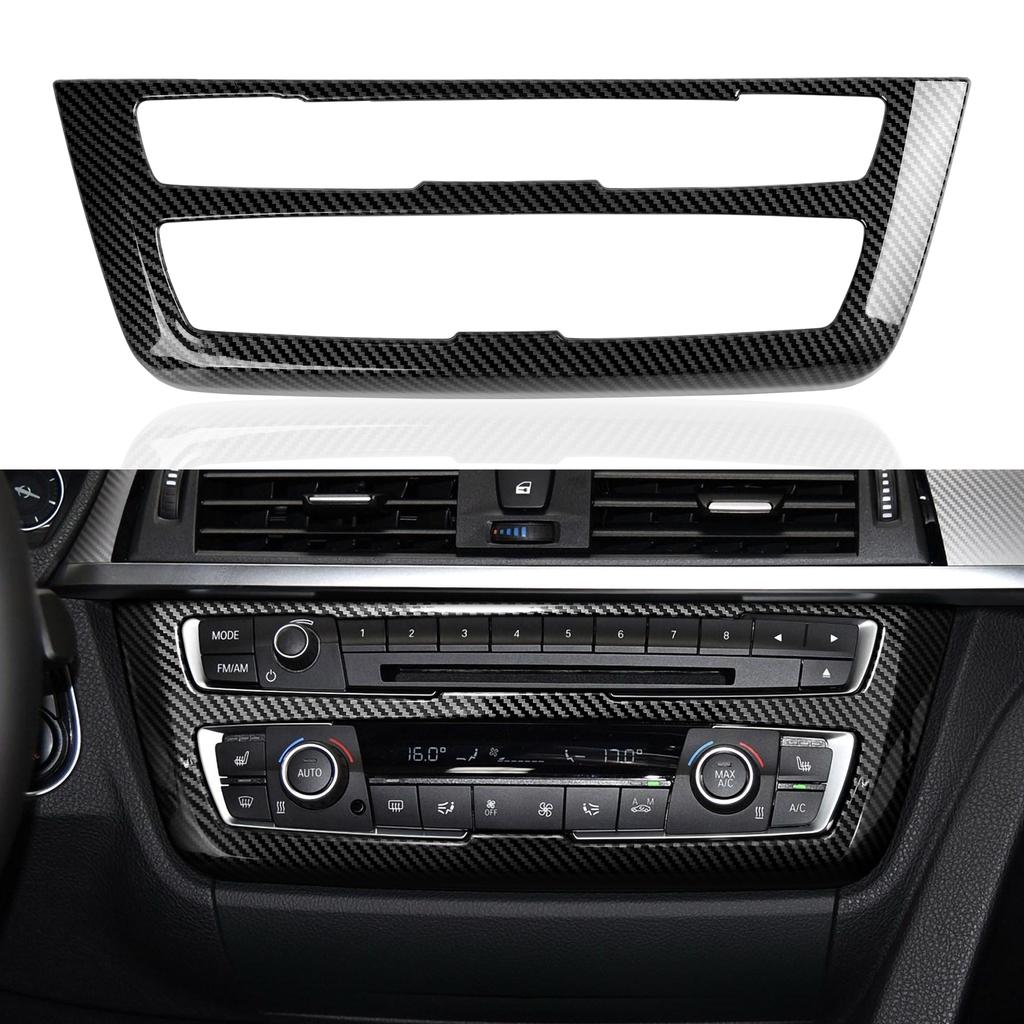 For BMW F30 F31 F34 3GT F32 F33 F36 Center Console CD/Volume Knob Adjust Panel Cover Trim Accessories, Carbon Fiber ABS Sticker
