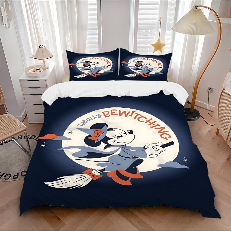 

3pcs set Halloween Minnie1pc of quilt cover+2pcs of pillowcase, no core, print bedding, All Seasons Bedroom Setting065 135x200cm