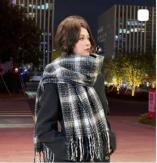 Retro plaid Japanese and Korean atmosphere plaid scarf women's plaid series contrasting color warm shawl student scarf