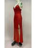 2025 European & American Women's Sexy Sequined Backless Dress with Slit