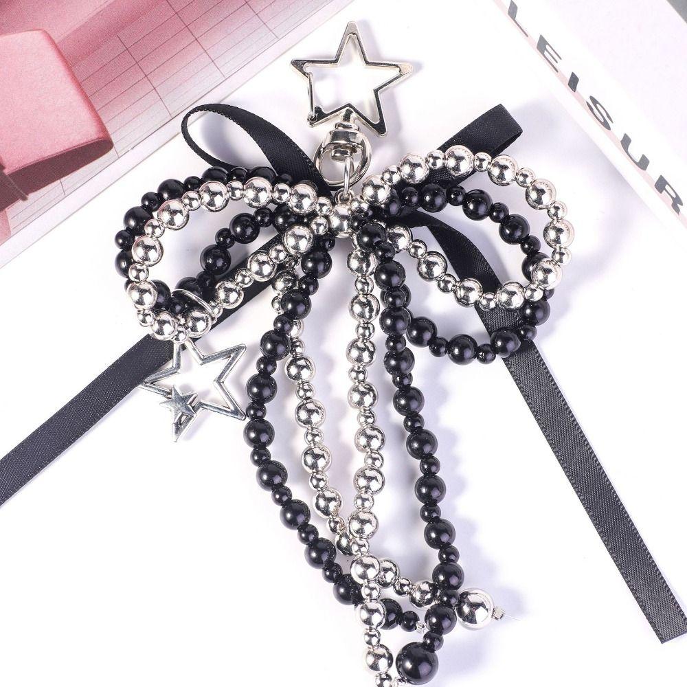 Elegant Delicate Beaded Bowknot Star Keychain Metal Y2K Keychain Pendant Bag Pendant Bag Accessories