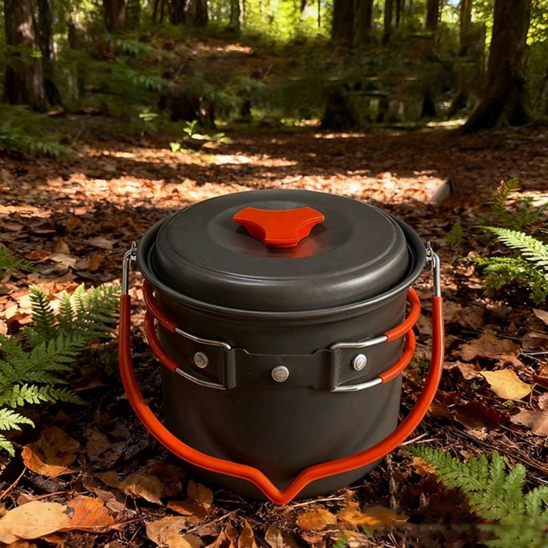 1.4L Aluminum Alloy Camping Pot with Heat Resistant Handle Cooking Pot Suitable for Outdoor Cooking Activity Use
