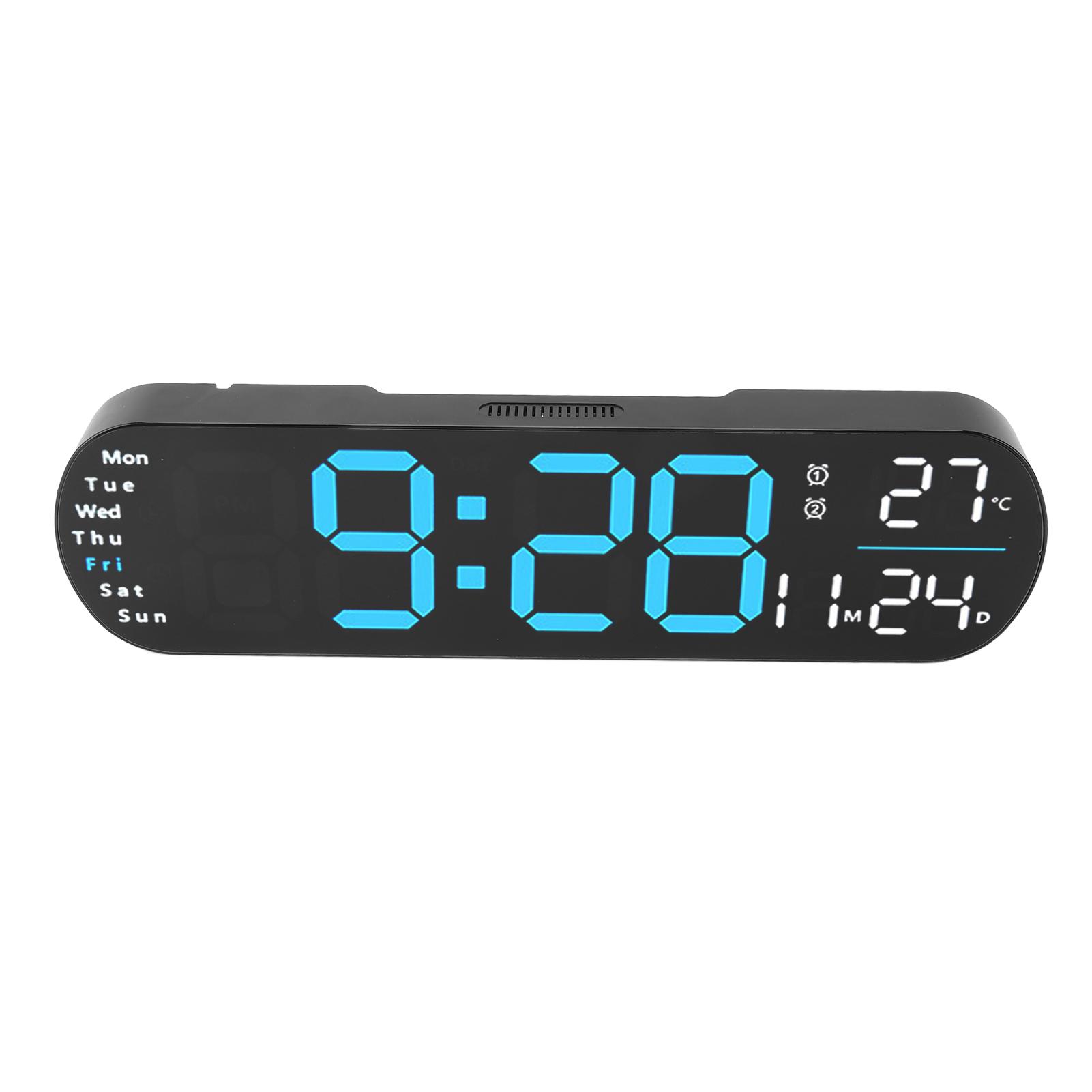 

Digital Wall Clock with Remote Control Big LED Screen Display Adjustable 8 Color Lights Digital Alarm Clock for Living синий