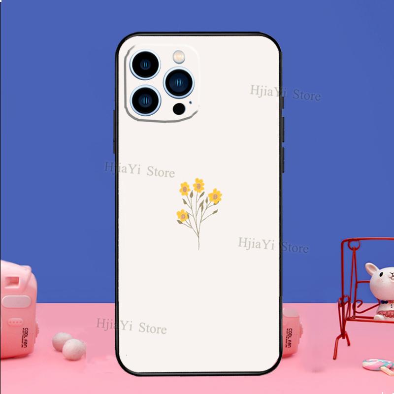 Minimalist Aesthetic Flower Case For iPhone 16 15 13 11 12 14 Pro Max XS XR X Plus 13 mini Soft Cover Fundas Capa Shell