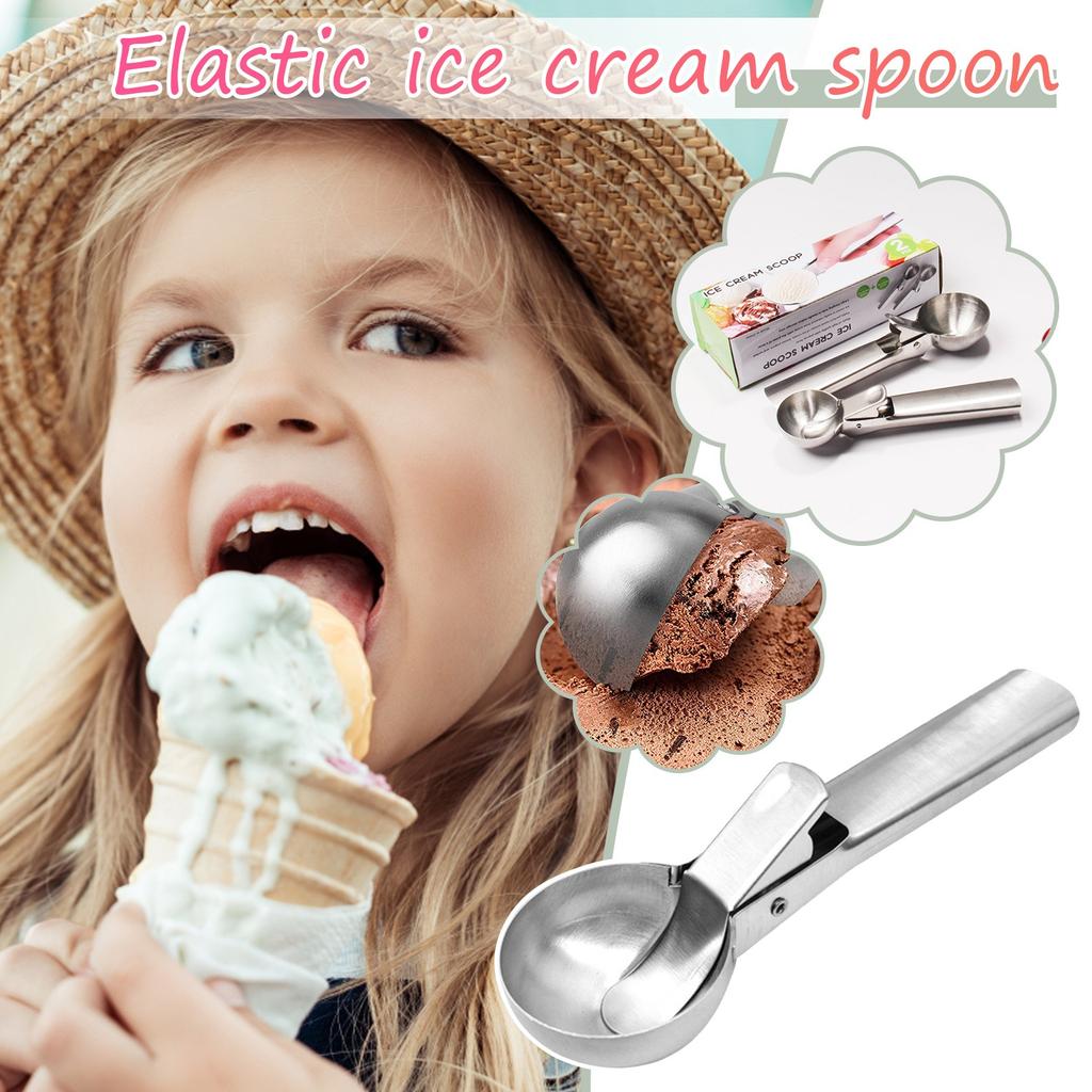 Stainless Steel Ice Cream Scoop with Easy Release Trigger Mechanism Durable Solid Handle for Consistent Scooping and Serving Kitchen Tool