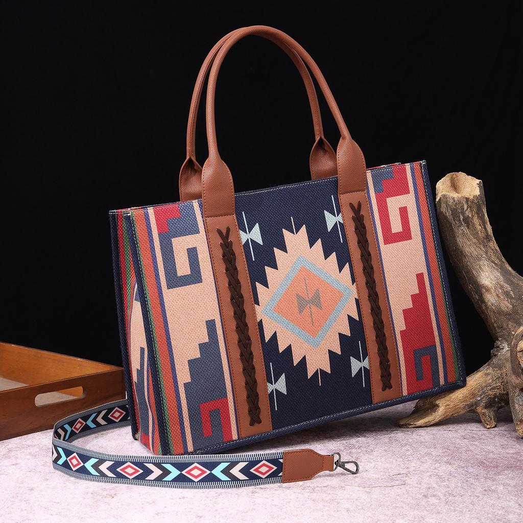 Vintage Cotton and Linen Print Western Women's Shoulder Bohemian Portable Messenger Women's Bag