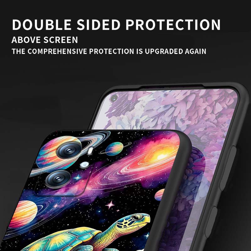 Cartoon Anime Turtle Elephant Phone Case For OPPO Reno 5 6 7 A96 A40 A58 Realme GT A74 A78 Neo2 A74 A78 Find X5 X3 X7 X8 Black