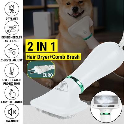 2 In 1 Low Noise Portable Dog Cat Pet Hair Dryer Comb Brush Pet Grooming Hair Comb Animal Grooming Dryer Fur Blower