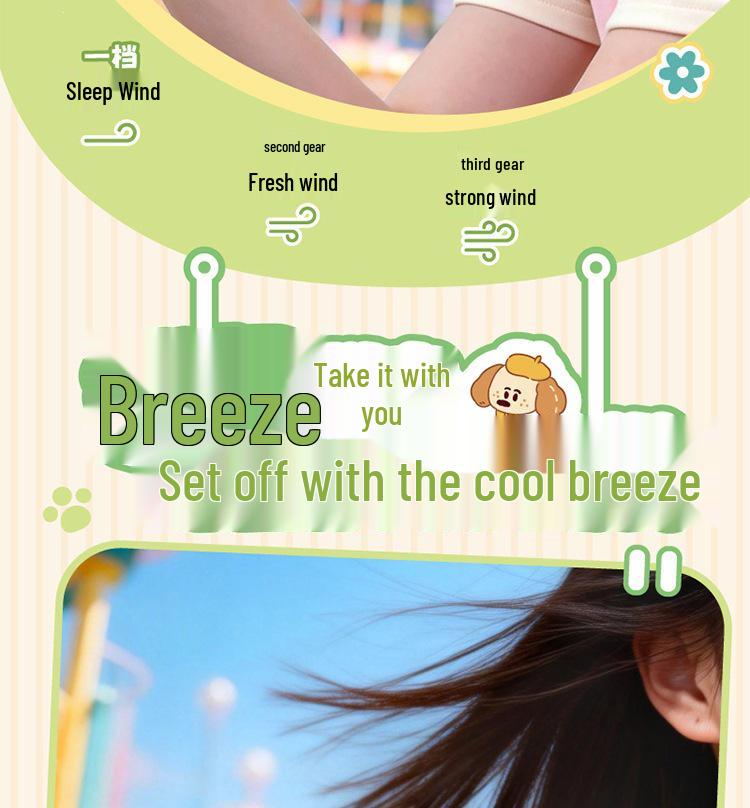 Portable USB Rechargeable Cartoon Mini Fan - Creative Student Gift